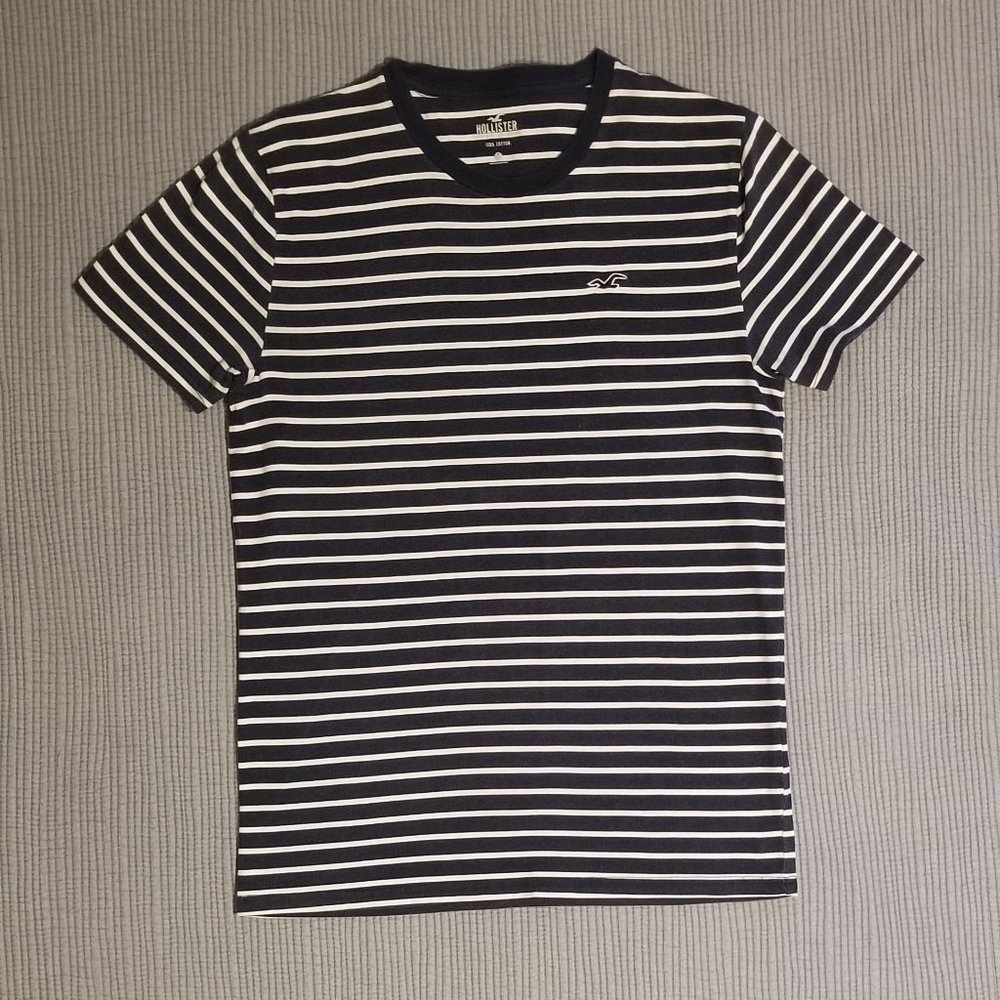 Hollister Men’s Navy/White Striped Shirt Size Small
